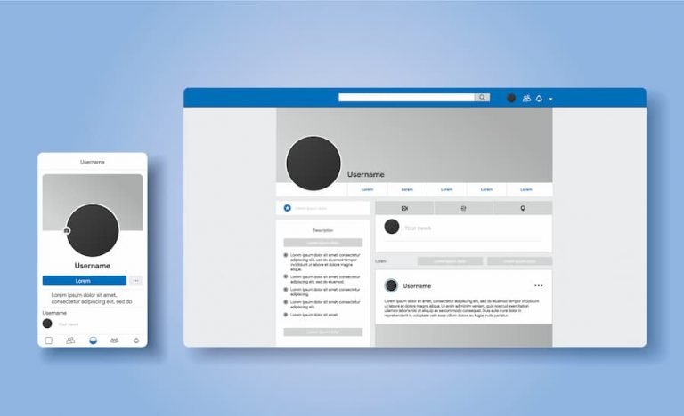 facebook page mobile and desktop view
