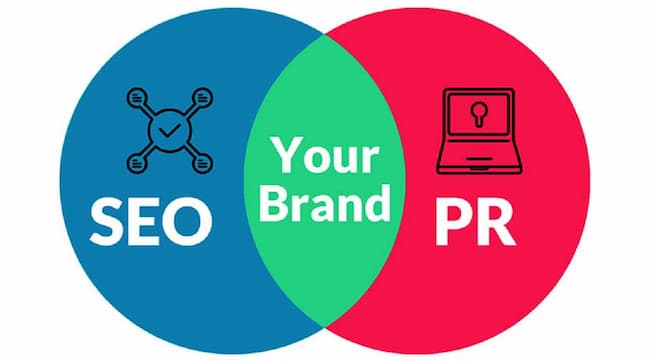 a pie diagram showing relation between SEO and PR