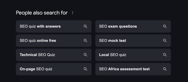 SEO Quiz Google searches related to
