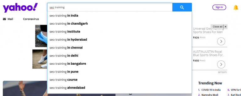 Yahoo search results for the keyword "seo training"