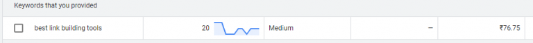GKP is showing volume data for the term "best link building tools"
