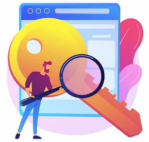 a guy searching key with a magnifier glass