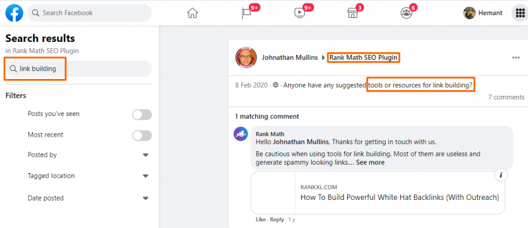 Facebook group