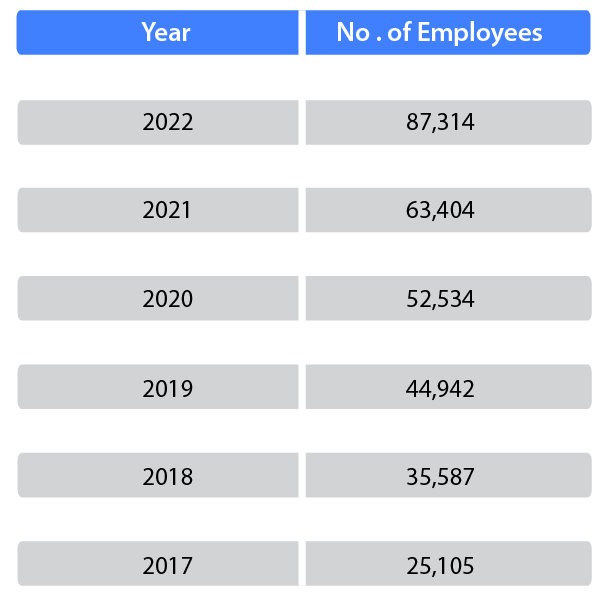 a data table on facebook employees worldwide